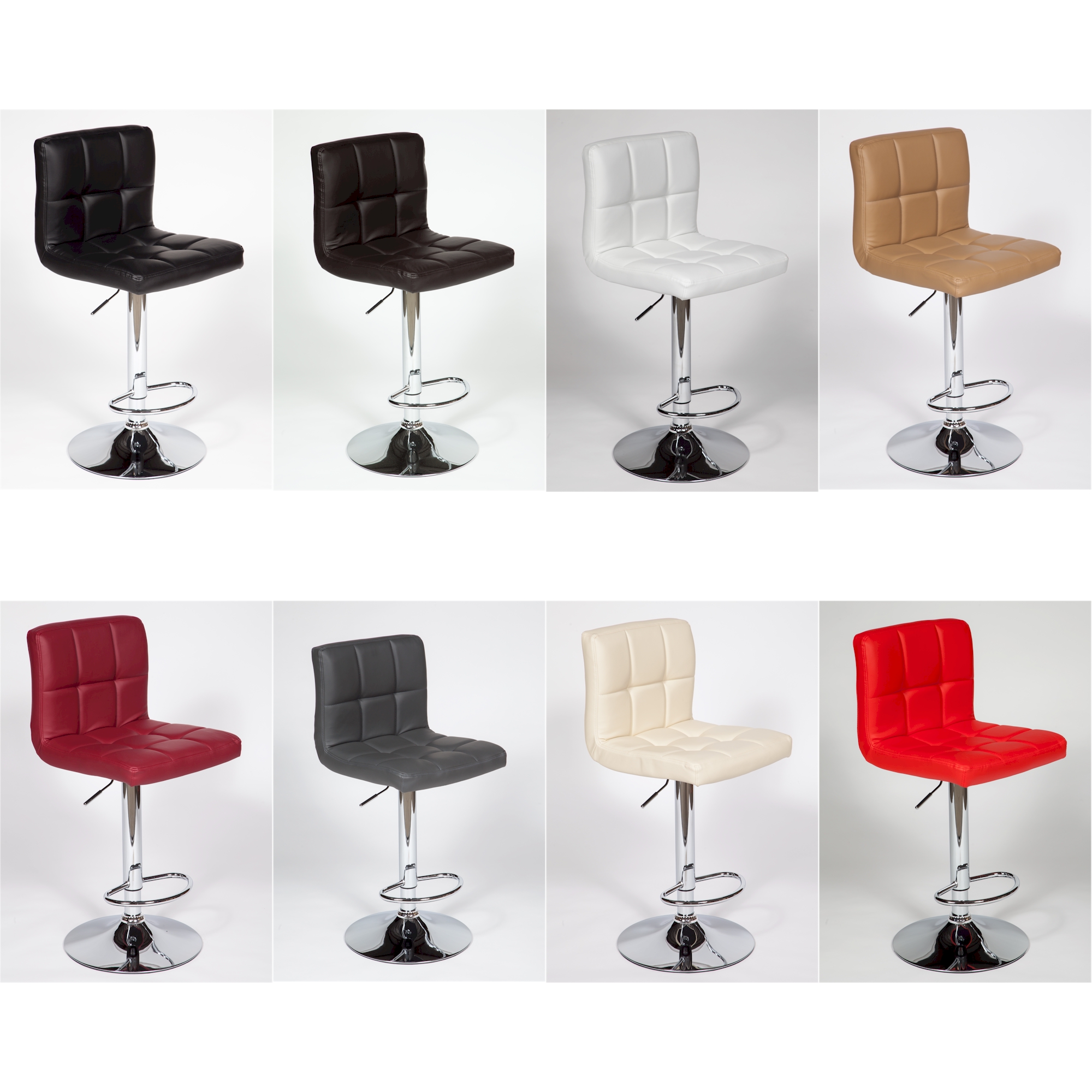 2 Modern Adjustable "Leather" Swivel Pub Style Bar Stools / Barstools